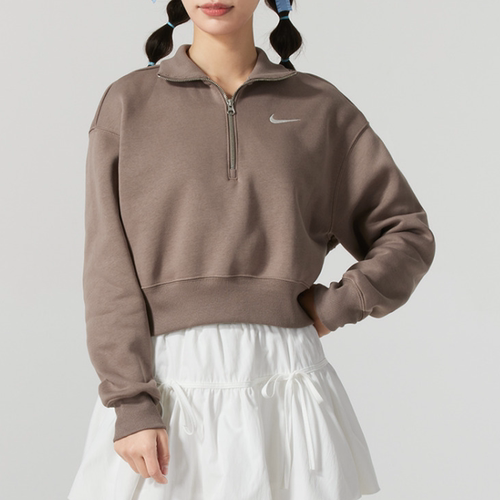 Nike耐克PHOENIX女子短款上衣半拉链POLO衫加绒运动衫DQ5768-233