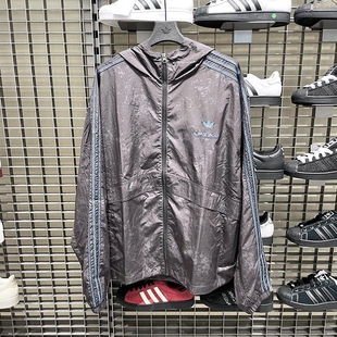 阿迪达斯三叶草男女款2026春新款宽松连帽夹克外套KC1433 KC1434