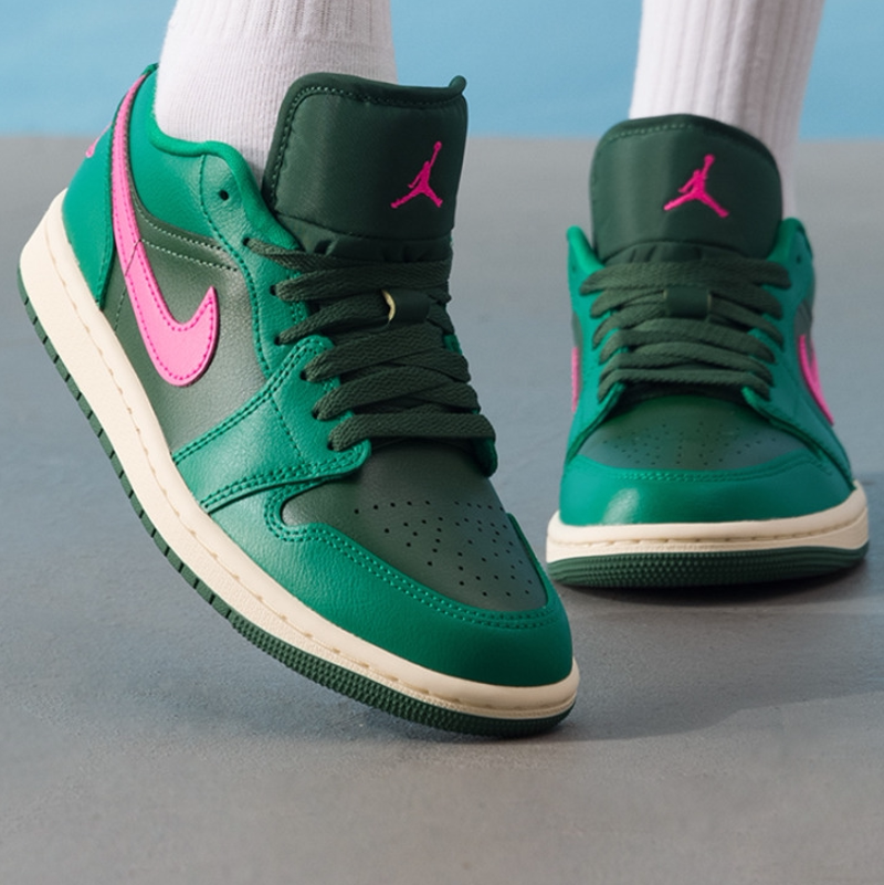 Nike耐克女鞋Air Jorda黑绿色低帮板鞋休闲复古蓝球鞋DC0774-300