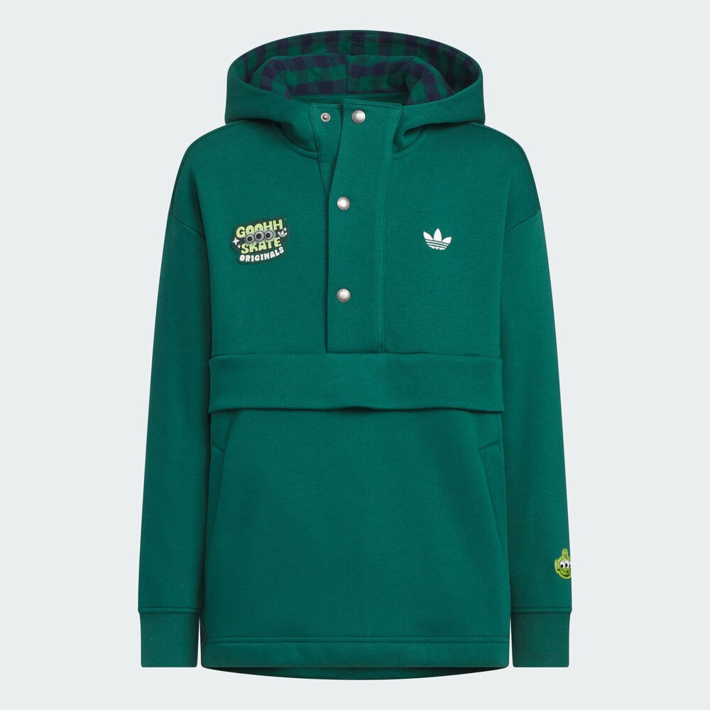 阿迪达斯正品25秋款三叶草男大童运动休闲连帽套头衫卫衣 KB5150