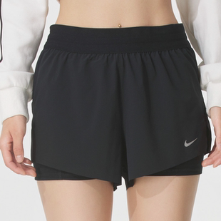 HJ5377 Swift速干中腰二合一跑步运动裤 010 女夏新款 Nike耐克短裤