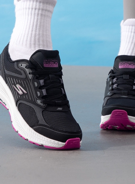 斯凯奇女士鞋2025新款网面透气跑步鞋减震运动休闲鞋128606-BKFS