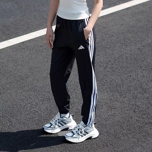 阿迪达斯女裤春季新款跑步训练运动裤休闲裤长裤JI8313 JJ4747