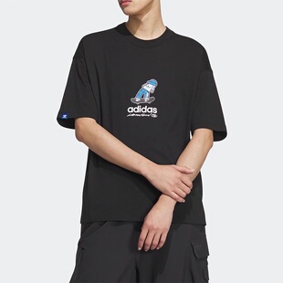 阿迪达斯三叶草男街头滑板风印花短袖T恤JC6827 JC6828 JI6312