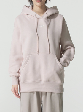 Nike/耐克加绒卫衣女新款小标刺绣连帽针织运动套头衫DQ5861-667