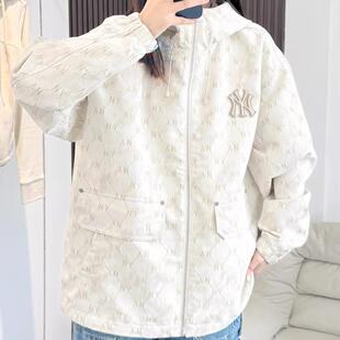 MLB男女情侣款25秋季时尚休闲运动防风连帽夹克外套3AWJM0554