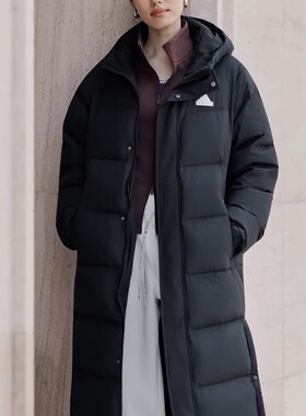 阿迪达斯男女冬季新款舒适运动保暖鸭绒长款羽绒服KF6741