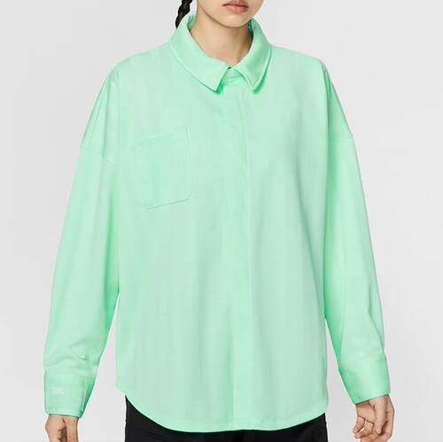 Nike/耐克女长袖衬衫秋新款绿色薄款翻领宽松运动外套HV1957-353
