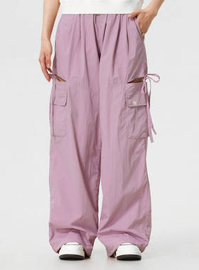 MLB女子26年春正品运动休闲直筒宽松阔腿工装梭织长裤3FWPB0563