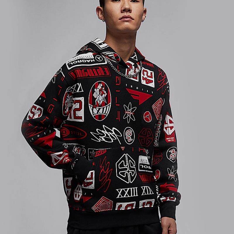Nike/耐克男子印花加绒套头连帽衫春秋季运动休闲卫衣HM7255-010