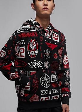 Nike/耐克男子印花加绒套头连帽衫春秋季运动休闲卫衣HM7255-010