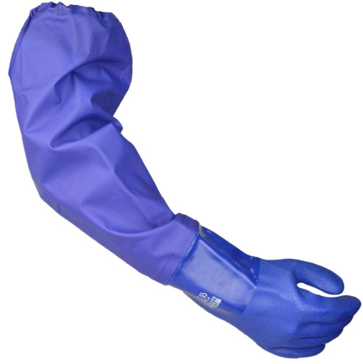 赛立特涂层加长防化耐油手套耐酸碱液体石油加长66C PVC防化手套