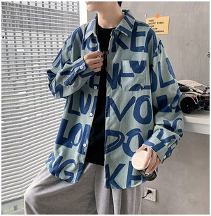 灯芯绒长袖衬衫男秋冬季潮流宽松休闲男装上衣服学生帅气村衣外套