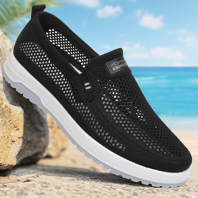 老北京布鞋男网鞋男士透气网面鞋夏季一脚蹬休闲鞋防滑平底爸爸鞋