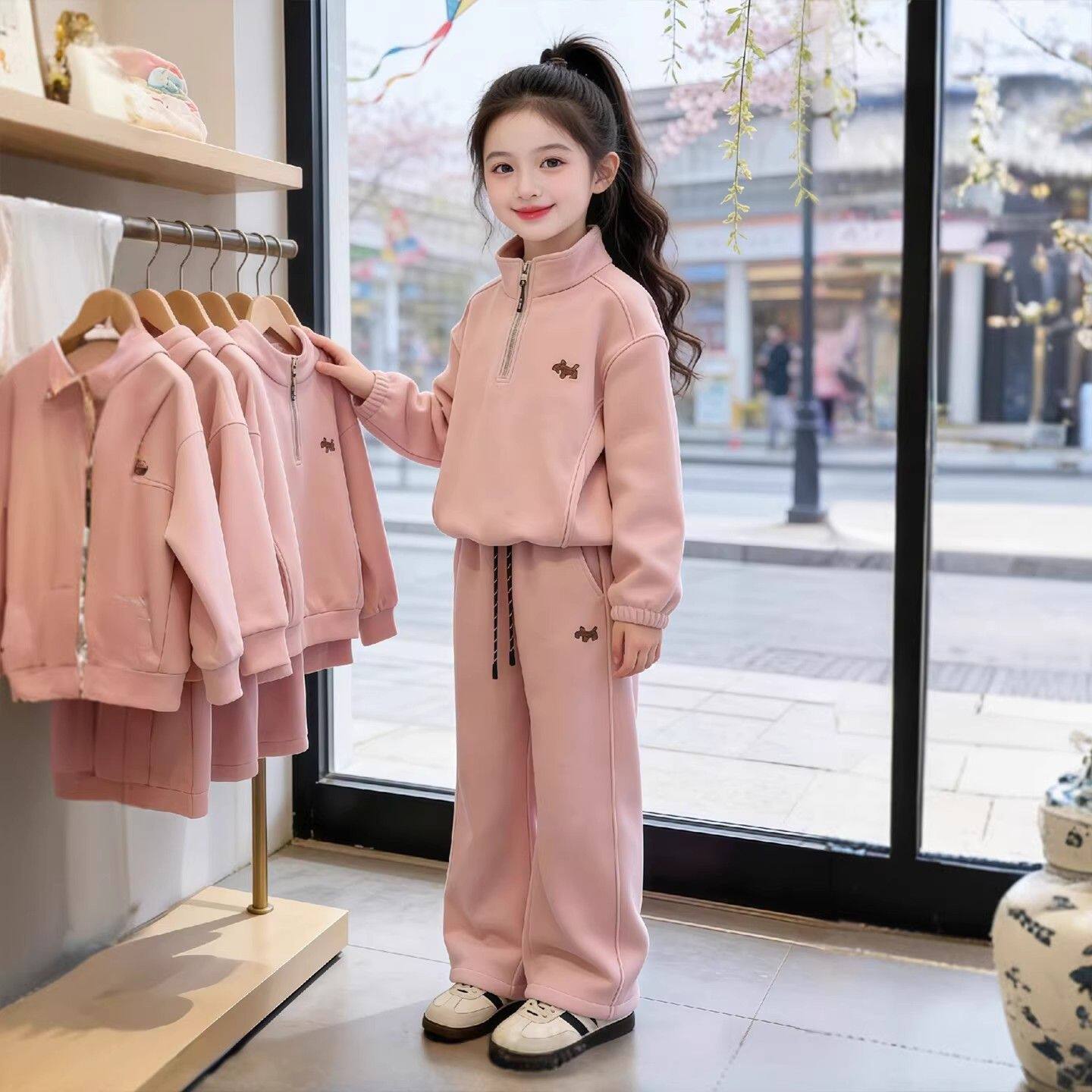 女童春秋款运动套装新款2026中大童时尚休闲百搭网红修身洋气潮