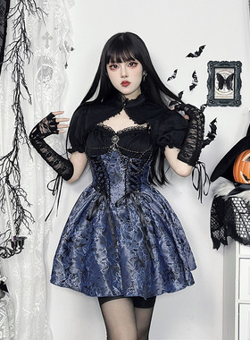欧美哥特式暗黑风INS小众设计洛丽塔连衣裙女 Gothic court dress
