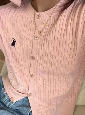 早秋装穿搭刺绣针织开衫女加厚秋冬新款麻花毛衣短外套女外搭上衣