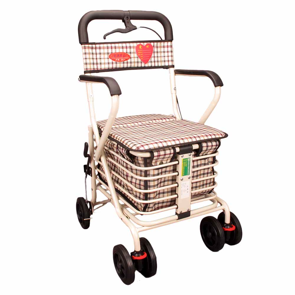 华豫富源老人购物车手推车小推车代步车可坐老年助行器助步折叠车