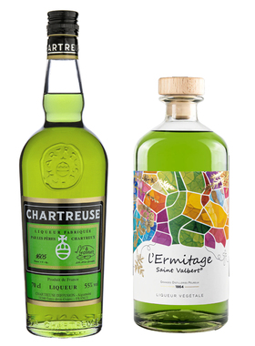 查特绿香甜酒+ 埃尔米塔奇·圣瓦尔伯特绿利口酒 正品法国洋酒