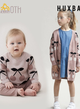 澳洲Huxbaby 秋冬儿童男女宝宝樱桃毛衣套头针织衫开衫外套