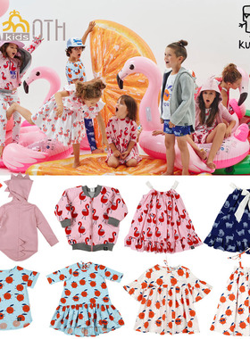 清仓Kukukid 19春夏儿童小恐龙卫衣火烈鸟吊带蝴蝶结连衣裙ins爆