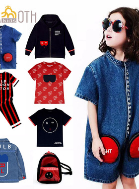 英国 Bulb London 19春夏 儿童男女宝笑脸牛仔衣裤字母t恤 pima棉