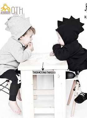 波兰 Kukukid 儿童男女宝小恐龙造性拉链连帽外套卫衣全棉太空棉