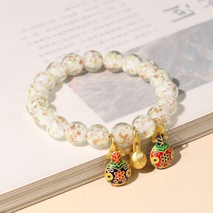 夜光金沙手串白色香灰琉璃金箔吞金兽转运珠旅游景区潘家园手链