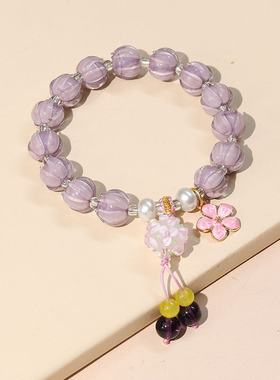 香芋紫兰花琉璃莲花手串