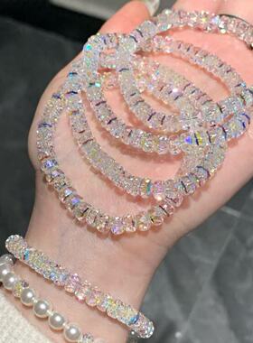 碎冰冰手链施家人造水晶华子手链水晶手链白色闺蜜手串8mm