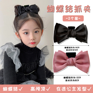 粉色蝴蝶结头饰儿童发夹后脑勺抓夹女童网红韩版发卡在逃公主发饰