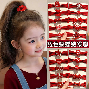 安可拉红儿童头绳皮筋女童扎发皮筋高弹力耐用发圈小女孩新年发饰