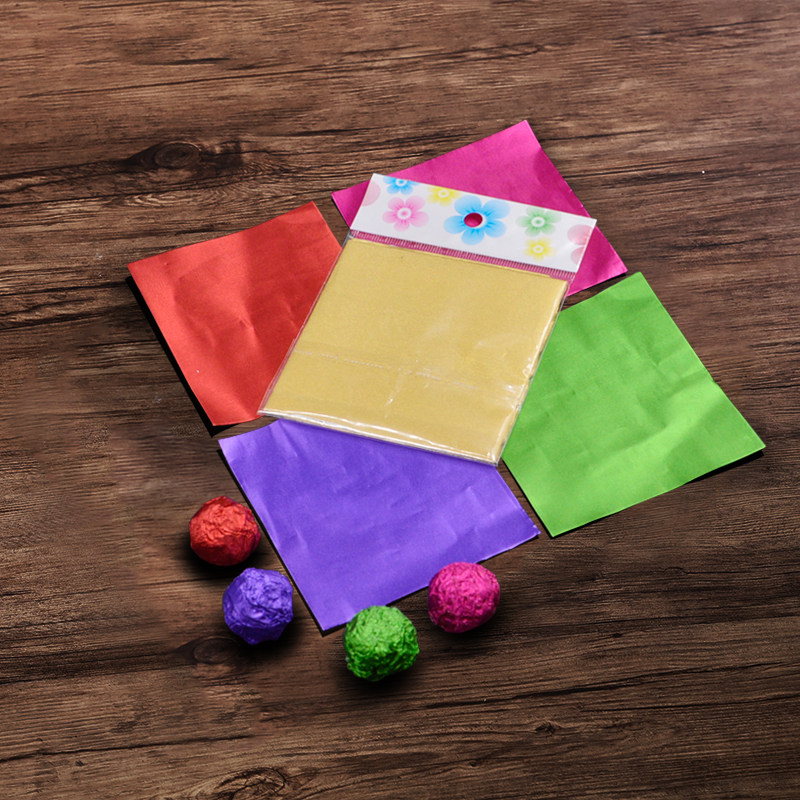 100张巧克力铝箔包装纸铝箔纸烘焙锡纸糖果彩色棒棒糖包装纸9*10