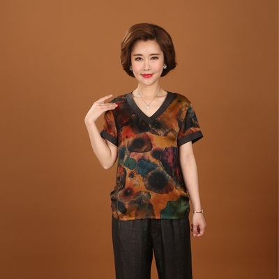 香云纱大码杭州桑蚕丝短袖T恤