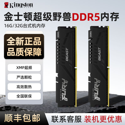 金士顿野兽骇客神条DDR5 5600 6000 6400 16G  32G台式机电脑内存