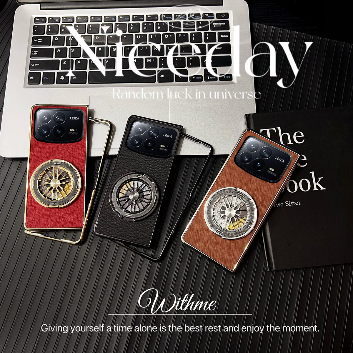 适用小米MixFold4手机壳Fold2电镀皮纹Fold3罗盘支架商务轻奢高端时尚设计爆款潮创意男女ins风