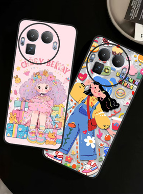 适用Realme真我GT8手机壳皮纹GT8Pro保护套蓝色花清新多巴胺卡通公主定制轻奢爆款潮创意男女定制ins风