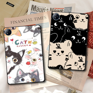 适用IQOOPad5Pro平板保护套Air防摔软壳2Pro定制13轻薄Pad5e可爱卡通猫咪ins风单面无盖简约