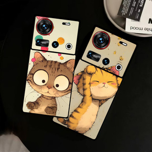 适用努比亚Z80Ultra手机壳皮纹Z60SPro彩绘保护套Z70Ultra简约卡通Z50可爱猫咪轻奢爆款 潮创意男女定制ins风