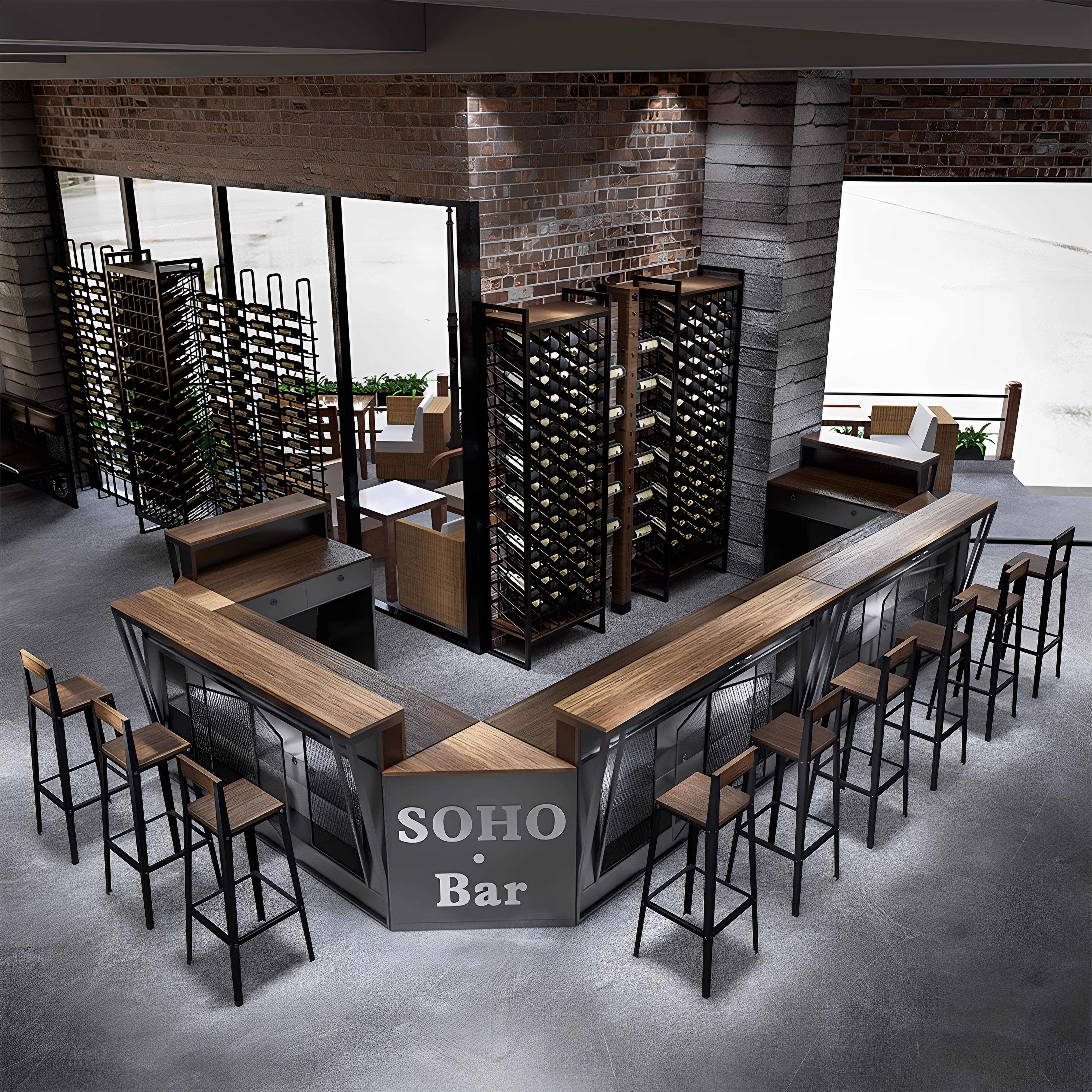 工业风loft吧台收银台奶茶店咖啡厅集装箱复古酒吧清吧前台接待台