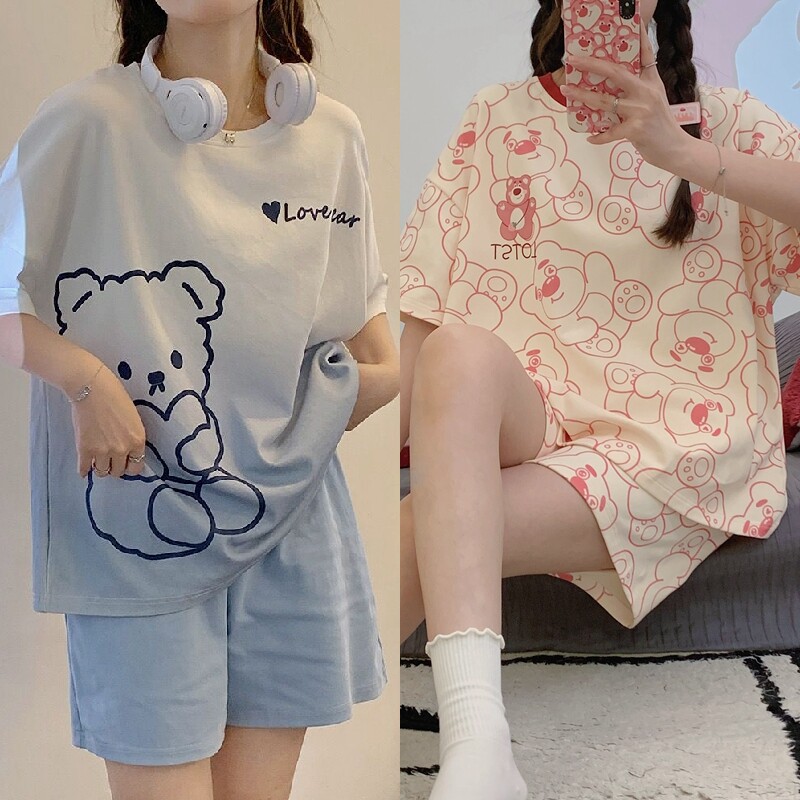 Buy one get one free! New pajamas for women, short-sleeved set. Cartoon and cute. Loose and casual summer home wear for college students thumbnail 5