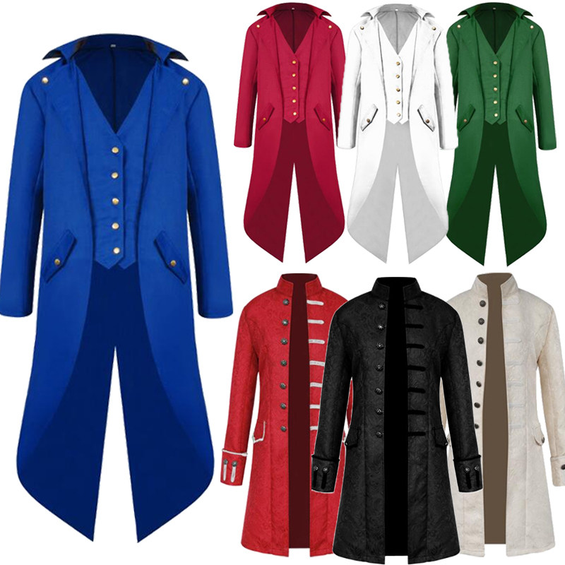 万圣节欧美燕尾服中世纪复古蒸汽儿童服装成人中长款朋克cos男装