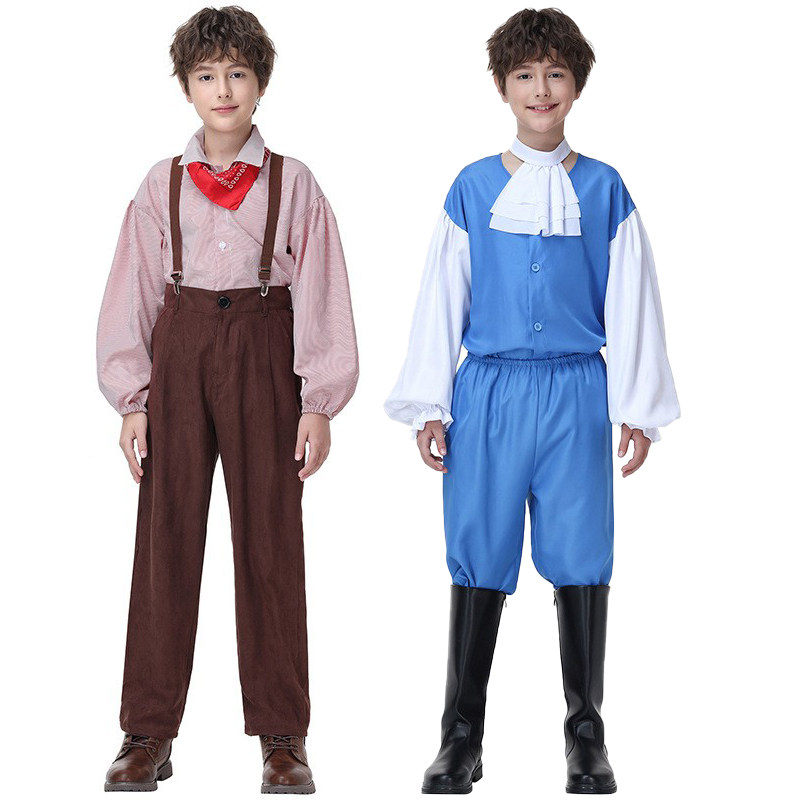 万圣节男童中世纪条纹背带裤