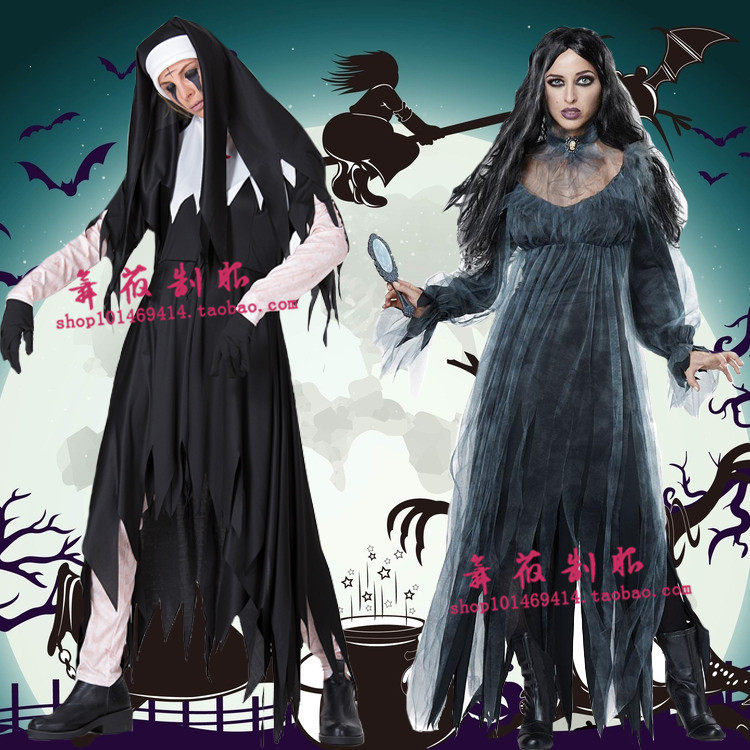 女巫师服巫婆装扮服装鬼新娘王后套装万圣节服装化妆舞会cos成人