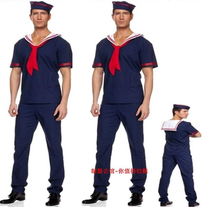 男款演出服蓝色海军装男装水手服装万圣节派对服装角色扮演舞台装
