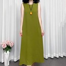 遮肚显瘦无袖 背心裙纯色圆领宽松大码 打底连衣裙 女中长款 2025夏季