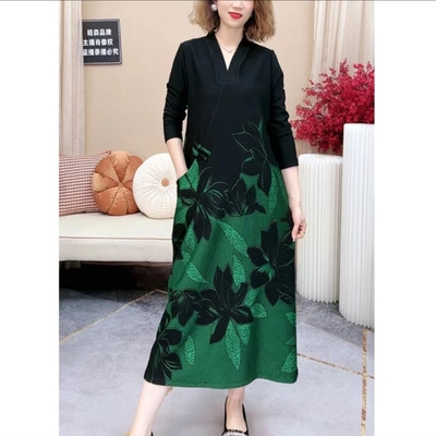 时尚A版盘扣连衣裙显瘦民族风