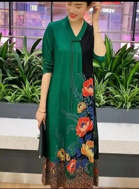 A型花卉口袋宽松显瘦连衣裙
