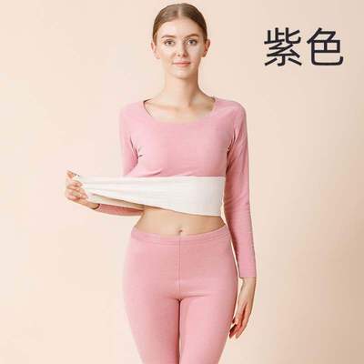 双面德绒情侣冬季保暖衣男士女生长袖长裤套头式纯色透气亲肤保暖