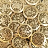 腰带配饰财布扣铆钉子母纯铜四大神兽手工装 饰对锁螺丝